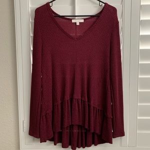 NWOT Anthro Eri + Ali Peplum Waffle Knit Top, SP